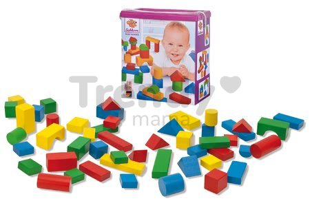 Drevené kocky farebné Coloured Wooden Blocks XL Baby Eichhorn extra veľké 50 kusov veľkosť 40 mm od 12 mes