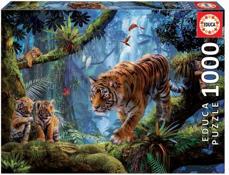 Puzzle Tigers in the tree Educa 1000 dielov a Fix lepidlo od 11 rokov