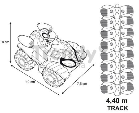 Flexibilná autodráha Spidey Marvel Flextreme Set Spin Morales Smoby s elektronickým autíčkom 184 dielov dráhy 4,40 m dĺžka s pavučinou od 4 rokov