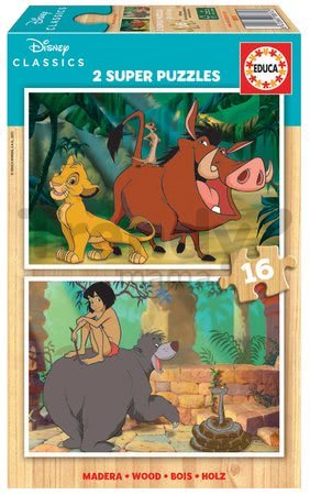 Drevené puzzle Disney Classics Jungle Book Educa 2x16 dielov