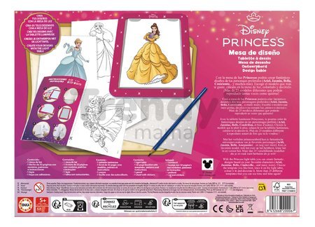 Kreatívne tvorenie s tabletom Light Table Disney Princess Educa Nakresli a vyfarbi si princeznú od 5 rokov