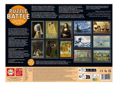 Puzzle Battle Umenie Art Educa 12 druhov puzzle 504 dielikov a 12 kariet s obrázkami od 7 rokov