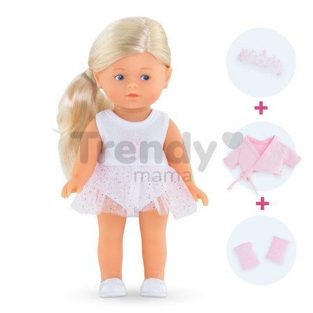 Bábika Rosy Ballerina Set Mini Corolline Corolle blond vlasy a modré oči 20 cm 3 doplnky