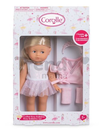 Bábika Rosy Ballerina Set Mini Corolline Corolle blond vlasy a modré oči 20 cm 3 doplnky