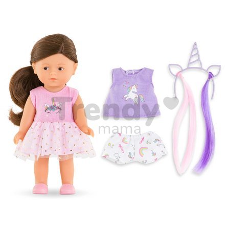 Bábika Romy Unicorn Set Mini Corolline Corolle hnedé vlasy a hnedé oči 20 cm 3 doplnky