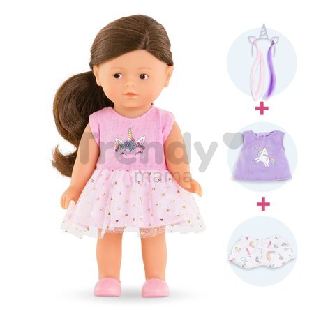 Bábika Romy Unicorn Set Mini Corolline Corolle hnedé vlasy a hnedé oči 20 cm 3 doplnky