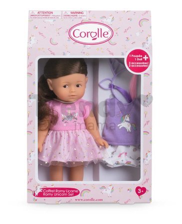 Bábika Romy Unicorn Set Mini Corolline Corolle hnedé vlasy a hnedé oči 20 cm 3 doplnky