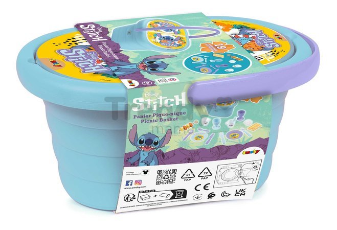 Košík s obedovou súpravou a pohármi Stitch Picnic Basket Smoby s 19 doplnkami