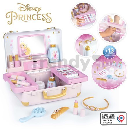 Kozmetický kufrík Disney Princess Beauty Vanity Smoby kaderníctvo a kozmetika s nechtovým štúdiom s 13 doplnkami