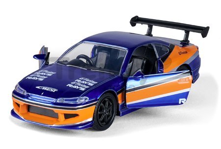 Autíčka Nissan Silvia S15 2001 a Toyota Supra 1995 Fast & Furious Twin Pack Jada kovové s otvárateľnými dverami dĺžka 19 cm 1:32