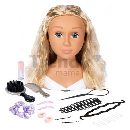 Česacia hlava pre kaderníčku s blond vlasmi My Beauty Blonde Styling Head Smoby vytváranie účesov s 19 doplnkami