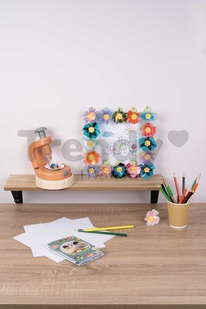 Kvetinárstvo s výrobou ozdobných kvetov Crea Deco Flowers Set Smoby 200 doplnkov s prístrojom na spájanie textilných lupienkov od 5 rokov