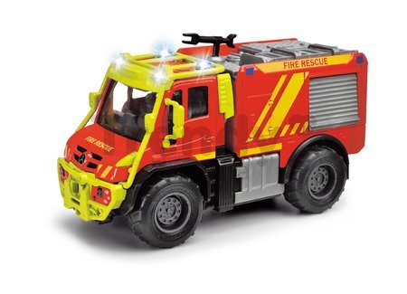 Autíčko hasičské Unimog U530 Fire Truck Majorette so zvukom a svetlom s gumenými kolieskami dĺžka 14 cm