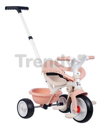 Trojkolka s voľnobehom Be Move Comfort Tricycle Pink Smoby s nastaviteľnou vodiacou rúčkou a ochrannou hrazdou s tichými EVA kolesami ružová od 10 mes