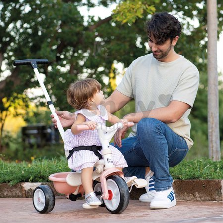 Trojkolka s voľnobehom Be Move Comfort Tricycle Pink Smoby s nastaviteľnou vodiacou rúčkou a ochrannou hrazdou s tichými EVA kolesami ružová od 10 mes