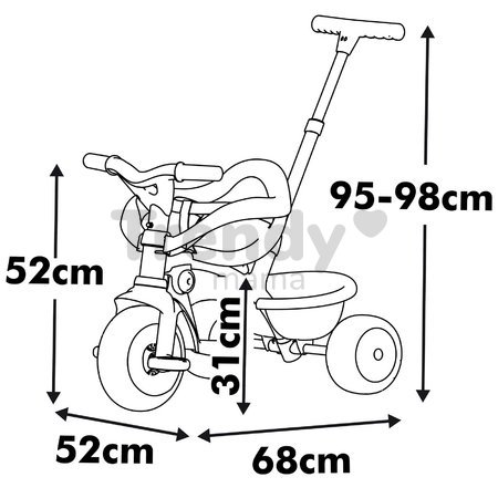 Trojkolka s voľnobehom Be Move Comfort Tricycle Pink Smoby s nastaviteľnou vodiacou rúčkou a ochrannou hrazdou s tichými EVA kolesami ružová od 10 mes