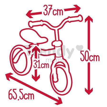 Balančné odrážadlo ultraľahké Rookie Bike Smoby s výškovo nastaviteľným sedadlom a riadidlami a tiché gumené kolesá od 18 mes