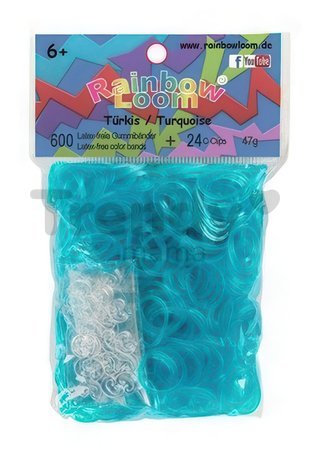 Gumičky Turquoise Rainbow Loom 600 kusov tyrkysové od 6 rokov