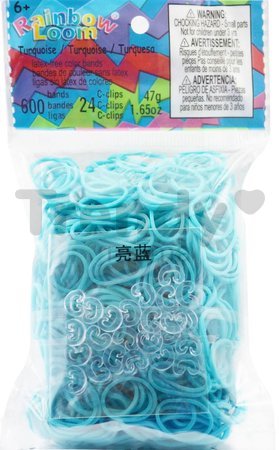 Gumičky Turquoise Rainbow Loom 600 kusov tyrkysové od 6 rokov