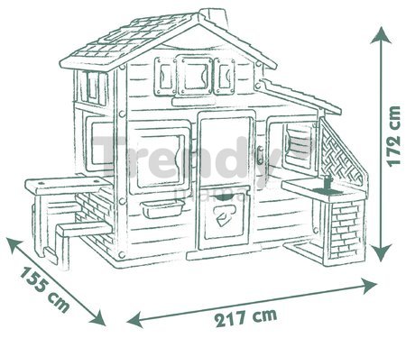 Domček Priateľov s kuchynkou a stolíkom Friends House Life Smoby rozšíriteľný so zvončekom a zadným vchodom 172 cm výška s UV filtrom - model 2025