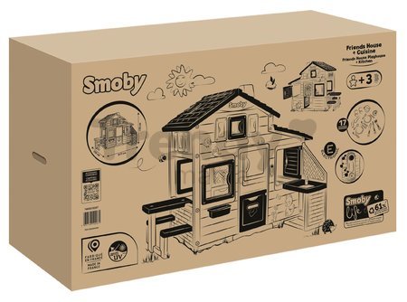 Domček Priateľov s kuchynkou a stolíkom Friends House Life Smoby rozšíriteľný so zvončekom a zadným vchodom 172 cm výška s UV filtrom - model 2025