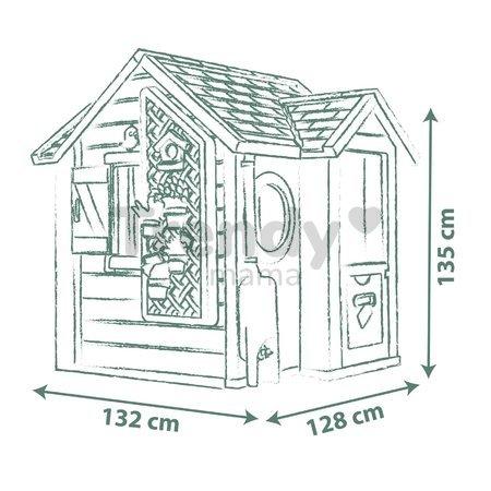 Domček pre záhradníka s kvetináčmi Garden House Life Smoby rozšíriteľný s odkvapom a mriežka s kŕmidlom pre vtáčiky 135 cm s UV filtrom od 24 mes - mo