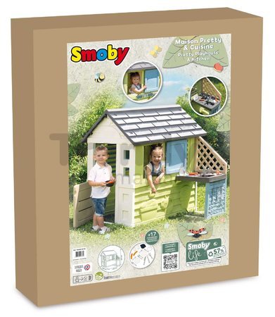 Domček s kuchynkou a 17 doplnkov Pretty Playhouse&Kitchen Life Smoby 3 okná s 2 žalúziami a posuvnými okenicami s UV filtrom od 24 mes - model 2025