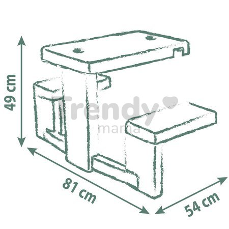 Piknik stôl s dvoma lavicami k domčekom Picnic Table Life Smoby s možnosťou upevnenia slnečníka s UV filtrom od 24 mes - model 2025