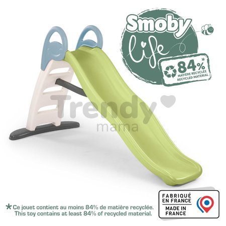 Šmykľavka s dvojitou vlnou s vodotryskom 2 metrová Funny Slide Green Toboggan Life Smoby s pevnou konštrukciou a UV filtrom od 24 mes - model 2025