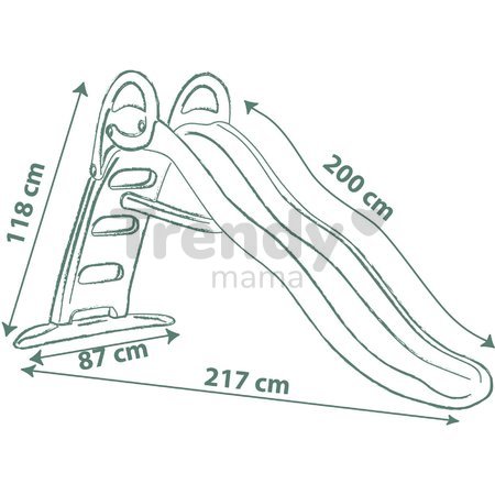 Šmykľavka s dvojitou vlnou s vodotryskom 2 metrová Funny Slide Green Toboggan Life Smoby s pevnou konštrukciou a UV filtrom od 24 mes - model 2025