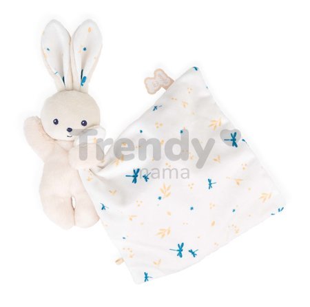 Plyšový zajačik na maznanie Rabbit Carré Doudou Kaloo biely 14 cm z jemného materiálu v darčekovom balení od 0 mes