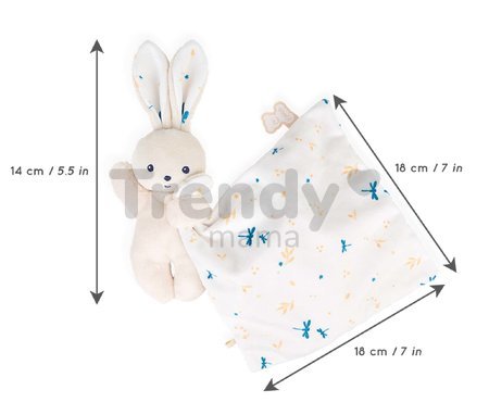 Plyšový zajačik na maznanie Rabbit Carré Doudou Kaloo biely 14 cm z jemného materiálu v darčekovom balení od 0 mes