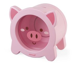 Drevená pokladnička Prasiatko Piggy Moneybox Janod ružová J04653