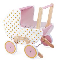 Drevený kočík pre bábiku Candy Chic Doll's Pram Janod pre 42 cm bábiku od 18 mes J05886