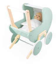 Drevený kočík pre bábiku Zen Doll's Pram Janod s vankúšikom a perinkou pre 42 cm bábiku od 18 mes J05900