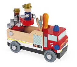 Drevené auto a stavebnica Hasiči DIY Fire Truck BricoKids Janod 45 dielov J06469