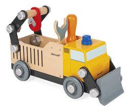 Drevené auto a stavebnica Nákladné auto DIY Construction Truck BricoKids Janod 43 dielov J06470