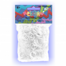 Elastice originale Rainbow Loom transparente cu 600 bucăţi de la 6 ani