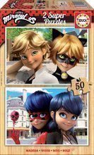 Puzzle din lemn Miraculous Ladybug Educa 2x50 piese de la 5 ani