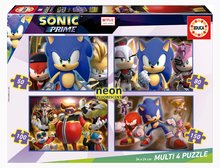 Puzzle Multi 4 Sonic Prime Educa 50-80-100-150 dílků svítící od 5 let