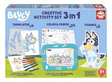 Kreatívne kreslenie s tabletom Colour & Frame Bluey Activity Set Educa vyfarbi si psíka s 24 predlohami nálepkami a 6 voskovkami od 3 rokov EDU19887