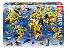 Puzzle One Hundred Endangered Species Educa 500 darabos és Fix ragasztó 11 évtől EDU19908