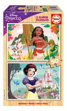 Drevené puzzle Moana a Snehulienka Disney Educa 2x50 dielov