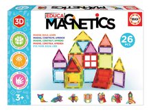 Stavebnica 3D magnetická malá Magnetics Building Tiles Educa 26 farebných priehľadných dielikov od 3 rokov EDU20022