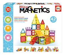 Építőjáték 3D mágneses közepes Magnetics Building Tiles Educa 42 színes átlátszó elem 3 évtől EDU20023