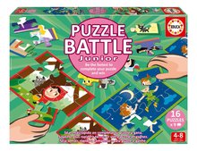 Puzzle Battle povești Stories Junior Educa 16 tipuri de puzzle-uri cu 144 piese și 16 cărți cu imagini de la 6 ani EDU20117