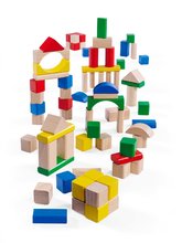 Fa kockák színesek és natúrak Wooden Blocks 75 Years Eichhorn 76 darab átmérőjük 25 mm 12 hó-tól EH2024