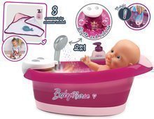 Elektronikus kiskád folyó vízzel Violette Baby Nurse Smoby pezsgőfürdővel és Led fénnyel 42 cm játékbabának