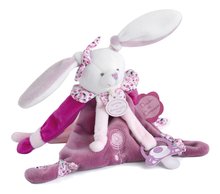 Plyšový zajačik s klipom na cumlík Lapin Cerise Doudou Dummy Holder Doudou et Compagnie v darčekovom balení ružový 17 cm od 0 mes DC2701