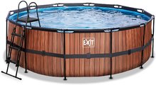 Medence vízforgatóval Wood pool Exit Toys kerek acél medencekeret 427*122 cm barna 6 évtől